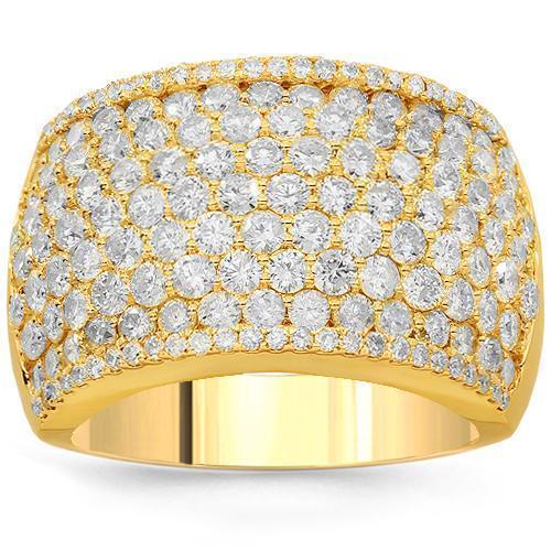 14K Solid Yellow Gold Womens Diamond Cocktail Ring 3.69 Ctw