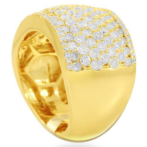 14K Solid Yellow Gold Womens Diamond Cocktail Ring 3.69 Ctw