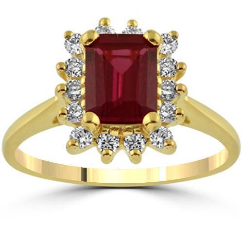 14K Solid Yellow Gold Womens Diamond Ruby Ring 0.50 Ctw