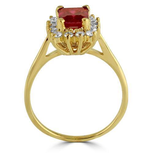 14K Solid Yellow Gold Womens Diamond Ruby Ring Ctw