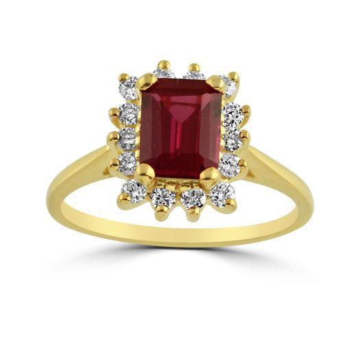 14K Solid Yellow Gold Womens Diamond Ruby Ring 0.50 Ctw