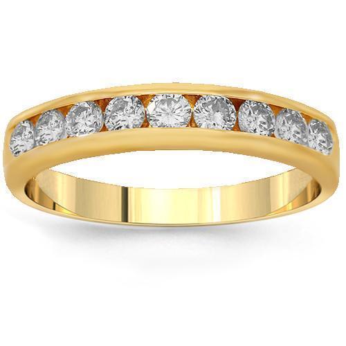 14K Solid Yellow Gold Womens Diamond Wedding Ring Band 0.50 Ctw