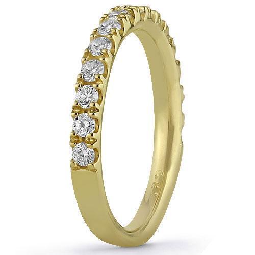 14K Solid Yellow Gold Womens Diamond Wedding Ring Band 0.75  Ctw