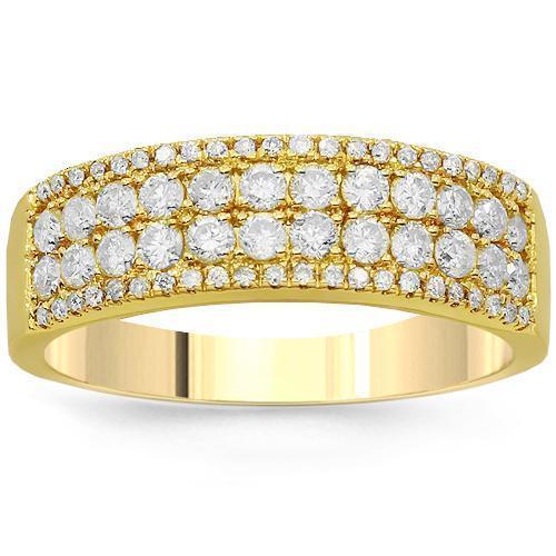 14K Solid Yellow Gold Womens Diamond Wedding Ring Band 0.77 Ctw