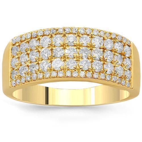 14K Solid Yellow Gold Womens Diamond Wedding Ring Band 1.03 Ctw