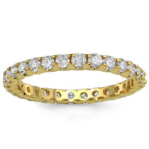 14K Solid Yellow Gold Womens Diamond Wedding Ring Band 1.10  Ctw