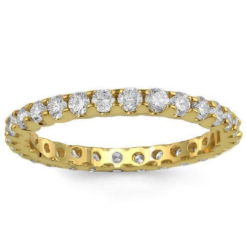 14K Solid Yellow Gold Womens Diamond Wedding Ring Band 1.10  Ctw