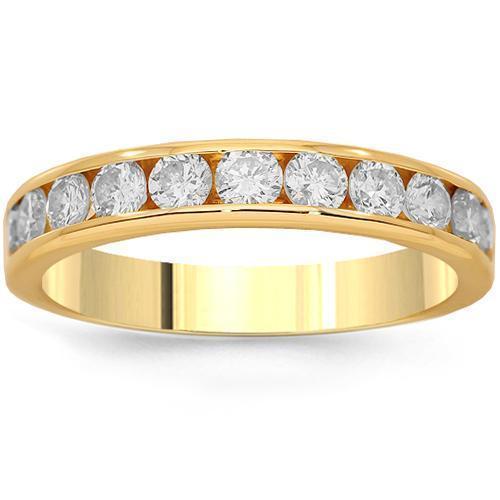 14K Solid Yellow Gold Womens Diamond Wedding Ring Band 1.10 Ctw