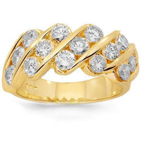 Thumbnail for 14K Solid Yellow Gold Womens Diamond Wedding Ring Band 2.15 Ctw
