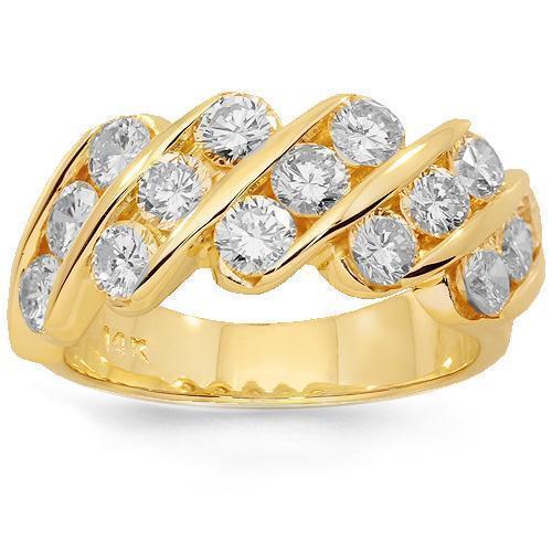 14K Solid Yellow Gold Womens Diamond Wedding Ring Band 2.15 Ctw