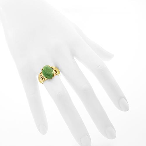 14K Solid Yellow Gold Womens Jade Ring 5.50 Ctw