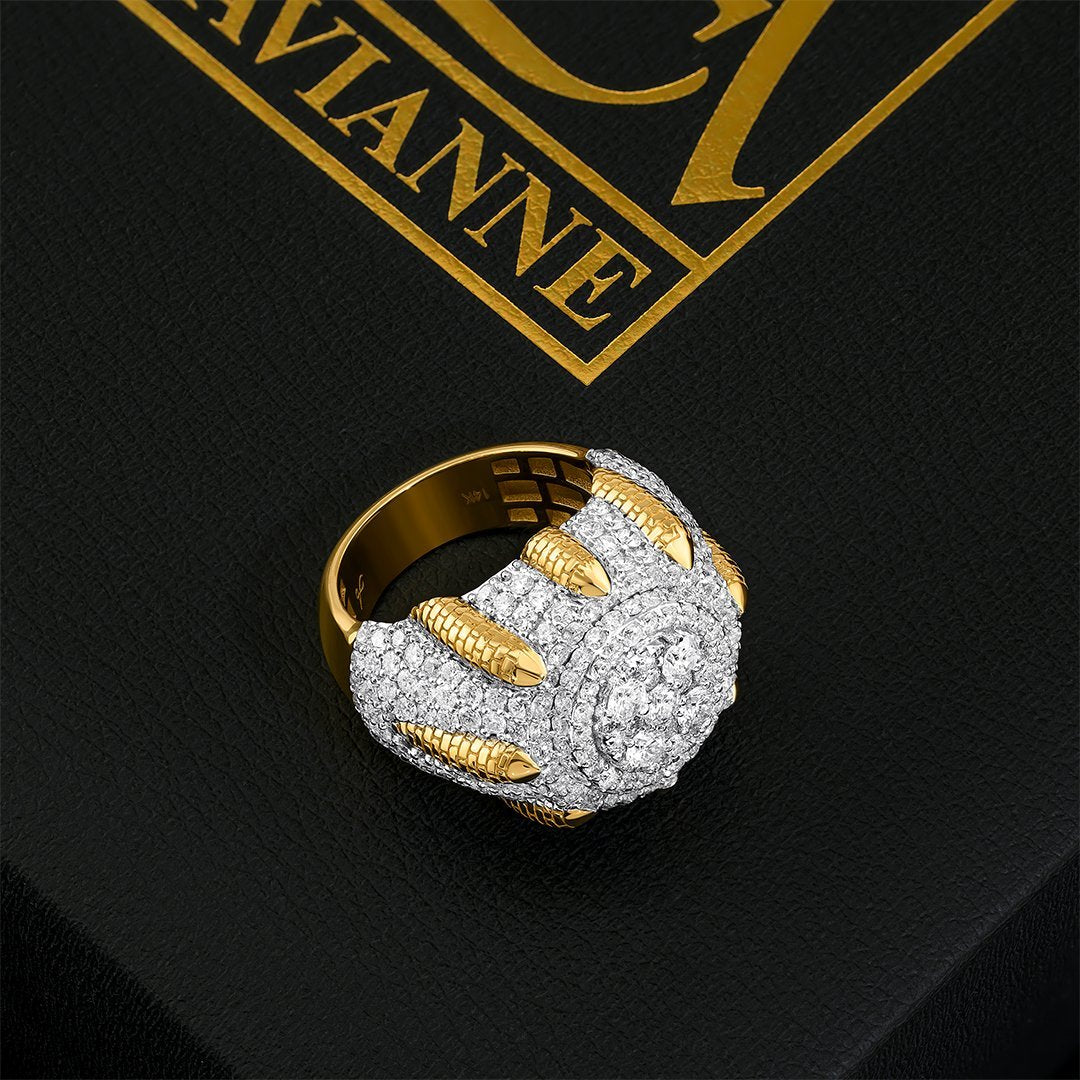 14K Two Tone Gold Diamond Pinky Ring 5.27 Ctw