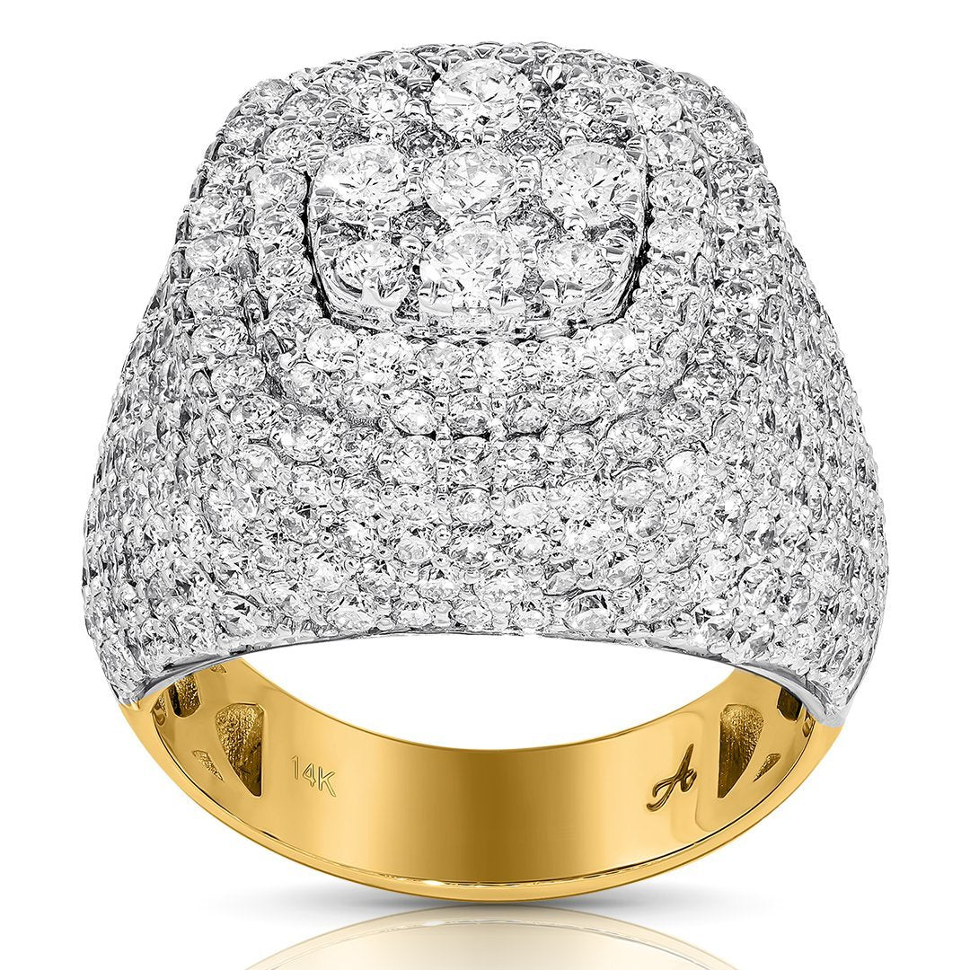 14K Two Tone Gold Diamond Pinky Ring 6.46 Ctw