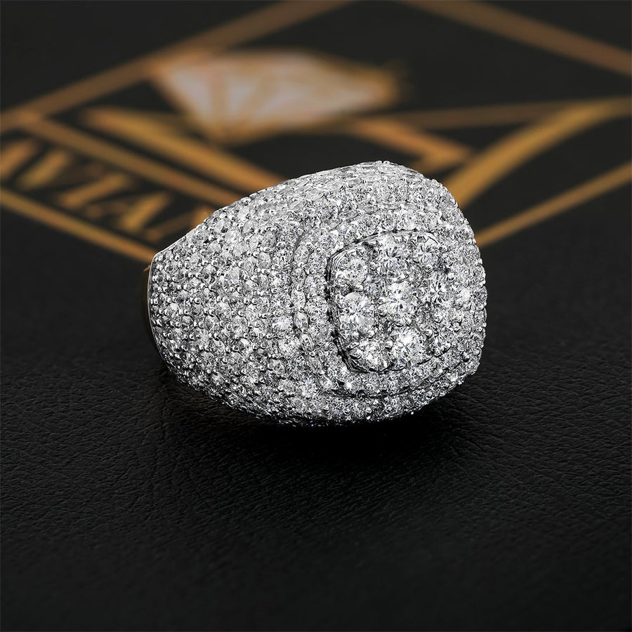 14K Two Tone Gold Diamond Pinky Ring 6.46 Ctw