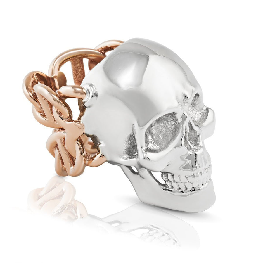 14k Two Tone Gold Skull Ring