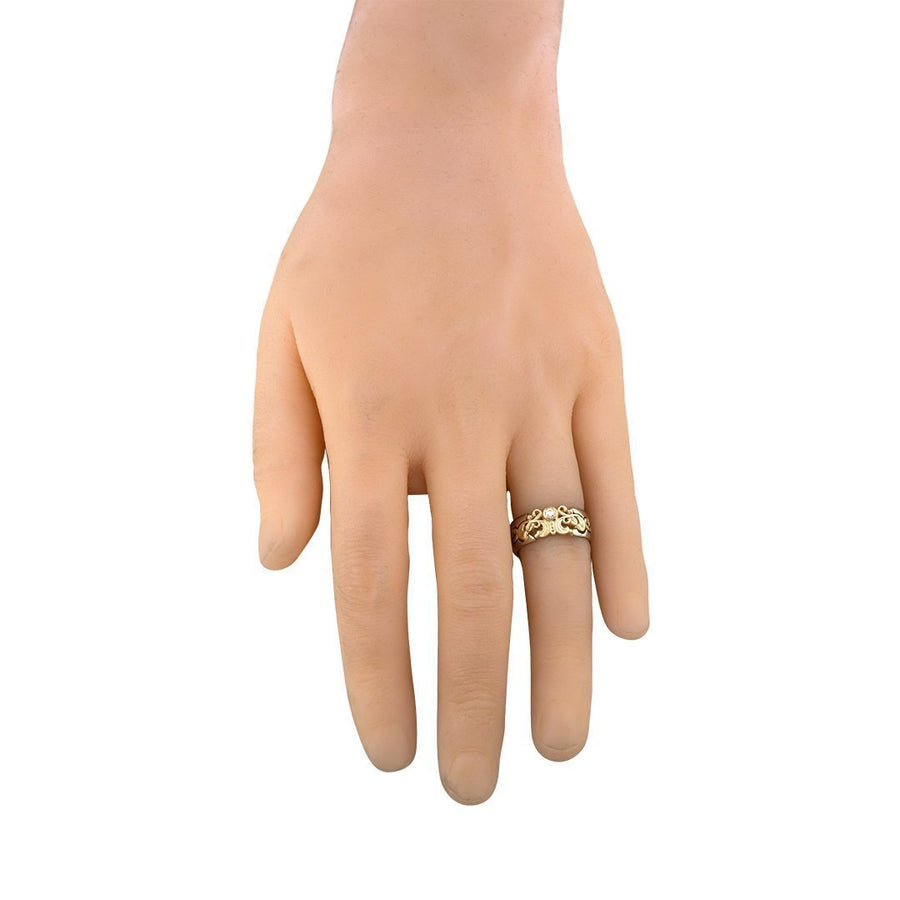 14k Two Tone Gold Vintage Diamond Ring 0.05 Ctw