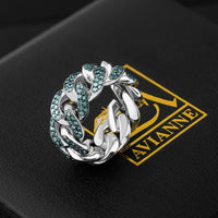 Thumbnail for 14K WHITE GOLD CUBAN LINK RING 4.50 CTW