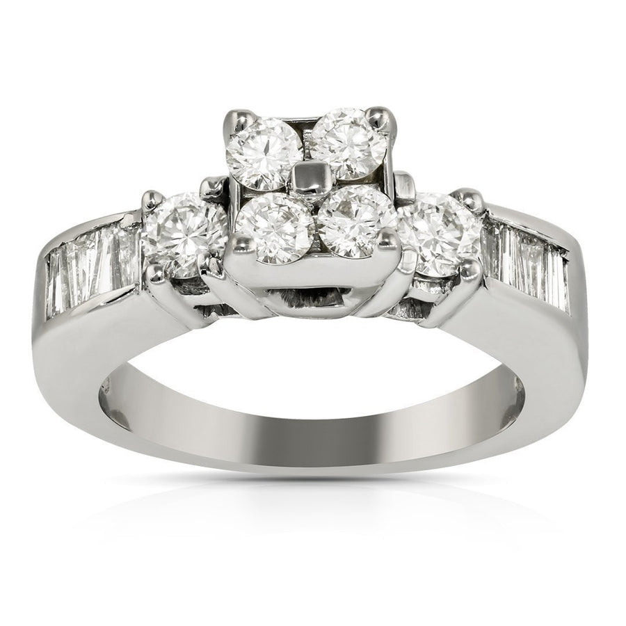 14K White Gold Diamond Bridal Ring Set 3.03 Ctw
