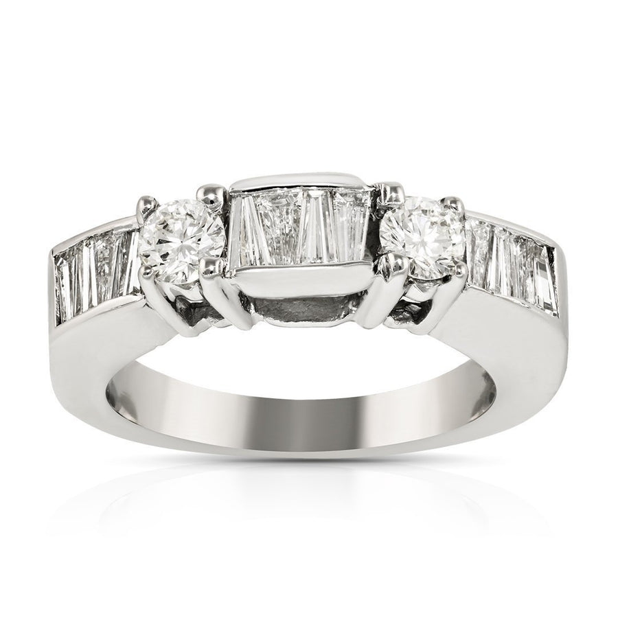 14K White Gold Diamond Bridal Ring Set 3.03 Ctw