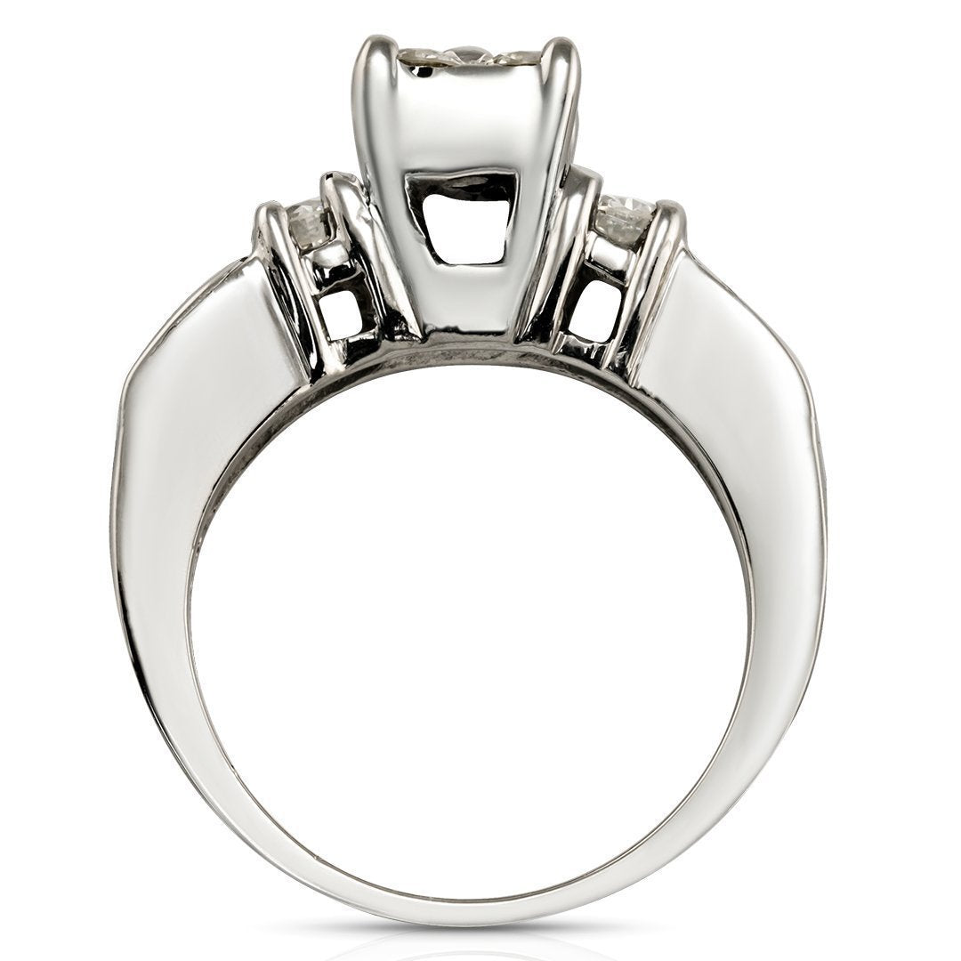 14K White Gold Diamond Bridal Ring Set 3.03 Ctw