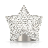 Thumbnail for 14k White Gold Diamond Star Pinky Ring 5.28 Ctw