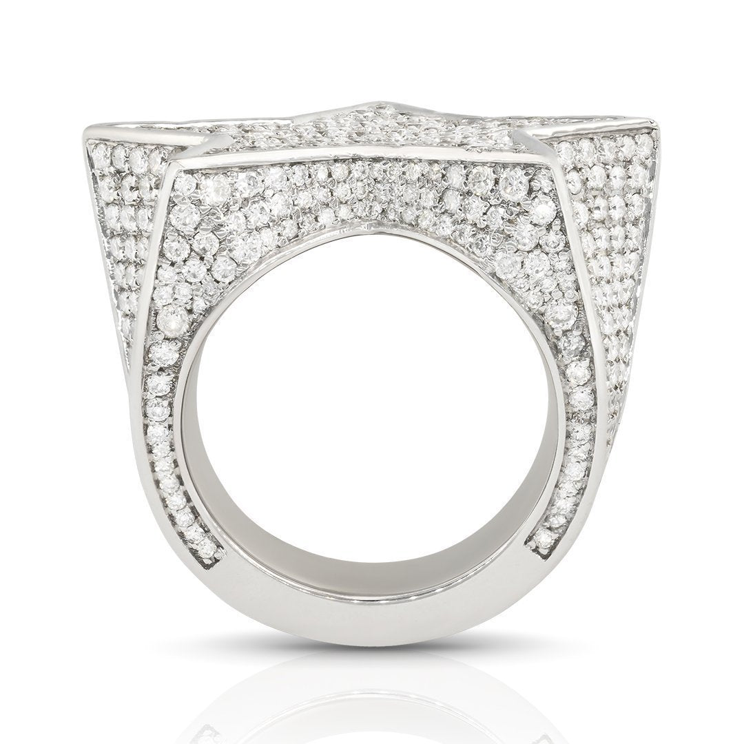 14k White Gold Diamond Star Pinky Ring 5.28 Ctw