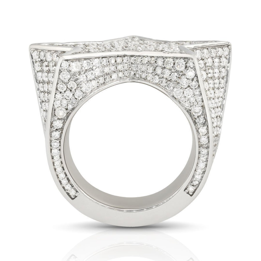14k White Gold Diamond Star Pinky Ring 5.28 Ctw
