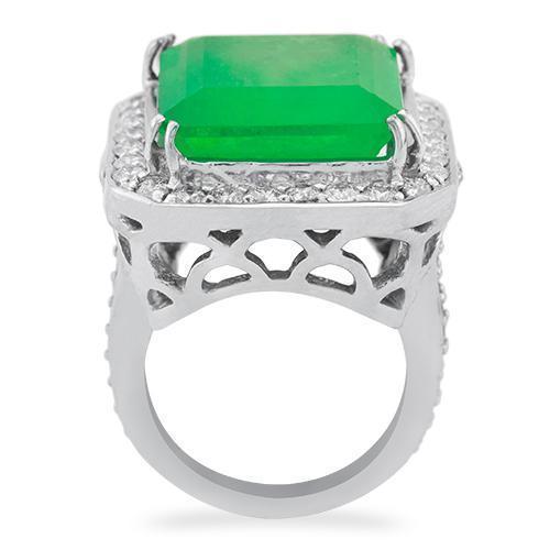 14k White Gold Emerald Diamond Cocktail Ring 20.25ctw.