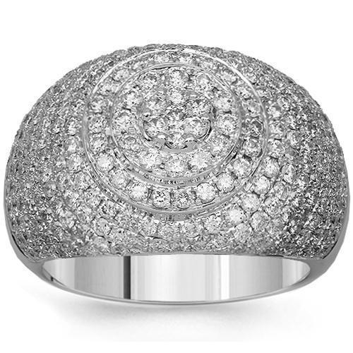 14K  White Gold Mens Diamond Pinky Ring 4.50 Ctw