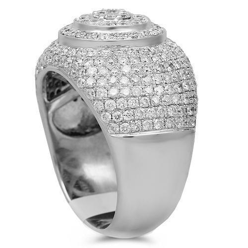 14K  White Gold Mens Diamond Pinky Ring 4.50 Ctw