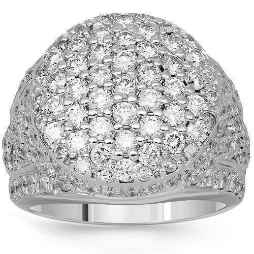 14K White Gold Mens Diamond Pinky Ring 4.50 Ctw