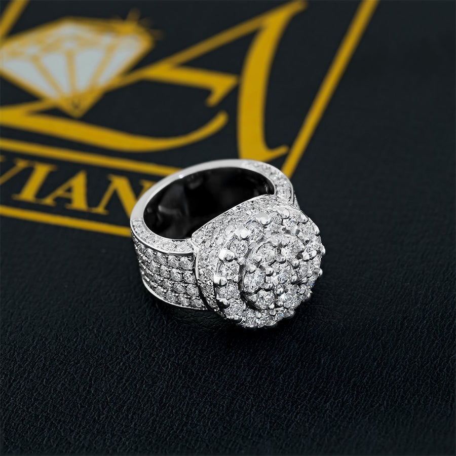 14K White Gold Mens Diamond Pinky Ring  5.50 Ctw