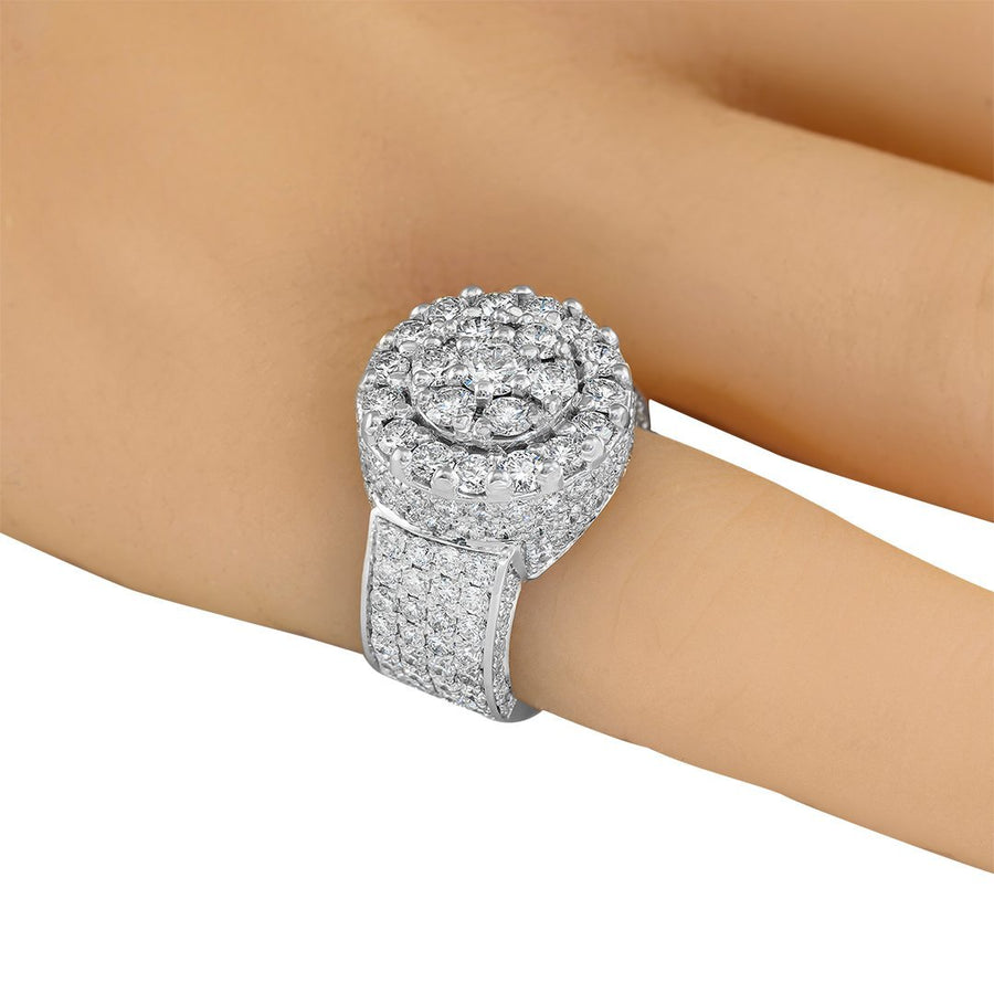 14K White Gold Mens Diamond Pinky Ring  5.50 Ctw