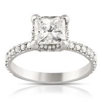 Thumbnail for 14k White Gold Princess Cut Center Stone Diamond Engagement Ring 3.20 Ctw