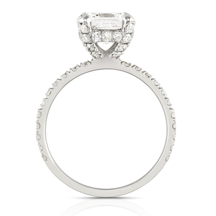 14k White Gold Princess Cut Center Stone Diamond Engagement Ring 3.20 Ctw