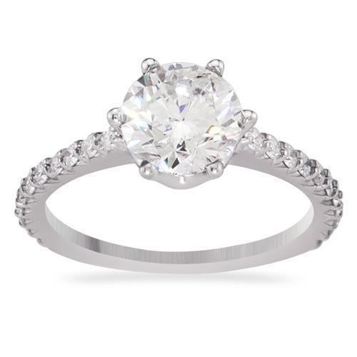 14k White Gold Round Diamond Engagement Ring 1.93ctw