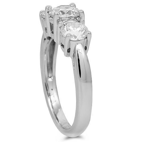 14K White Gold Three Stone Diamond Engagement Ring 1.75 Ctw