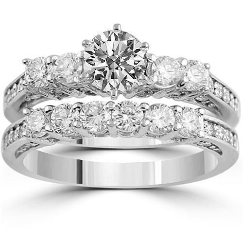 14K White Solid Gold Beautiful Womens Diamond Multi Stone Bridal Ring –  Avianne Jewelers