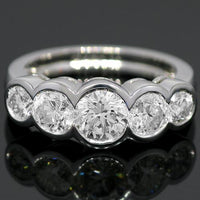 Thumbnail for 14K White Solid Gold Clarity Enhanced Five Stone Diamond  Anniversary Ring  2.59 Ctw