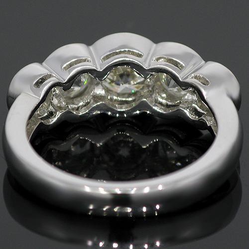 14K White Solid Gold Clarity Enhanced Five Stone Diamond  Anniversary Ring  2.59 Ctw