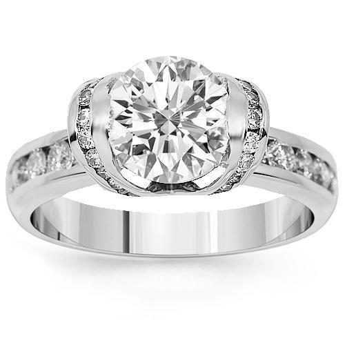 14K White Solid Gold Custom Diamond Engagement Ring