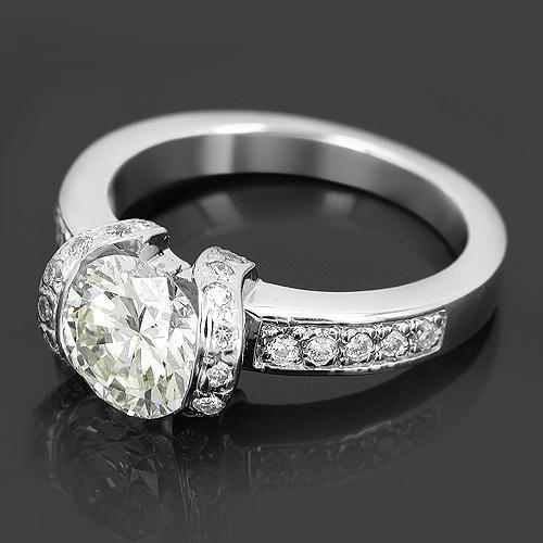 14K White Solid Gold Custom Diamond Engagement Ring