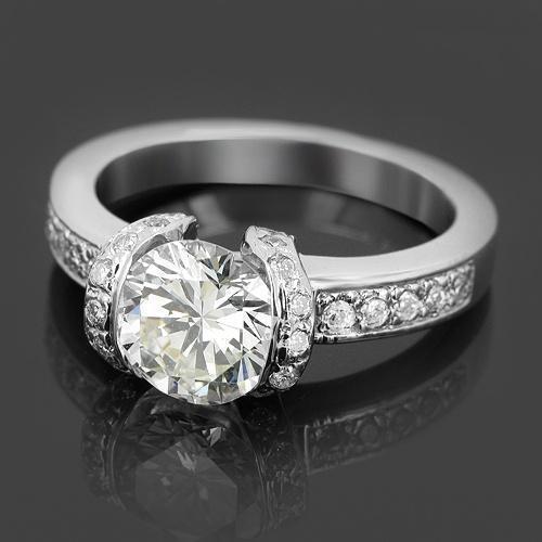 14K White Solid Gold Custom Diamond Engagement Ring