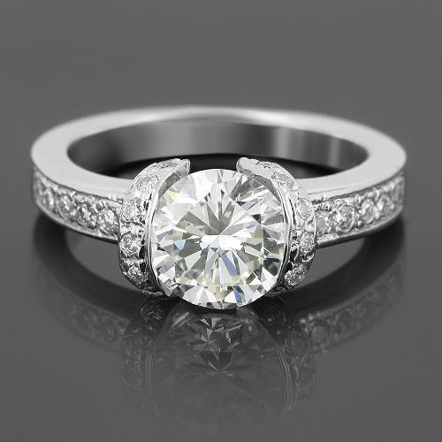 14K White Solid Gold Custom Diamond Engagement Ring