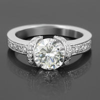 Thumbnail for 14K White Solid Gold Custom Diamond Engagement Ring