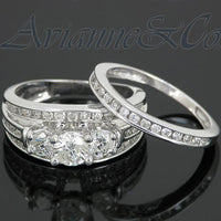Thumbnail for 14K White Solid Gold Diamond Bridal Ring Set 1.60 Ctw