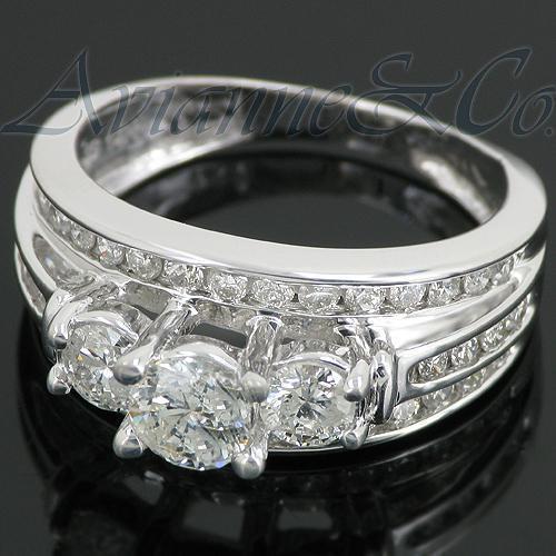 14K White Solid Gold Diamond Bridal Ring Set 1.60 Ctw