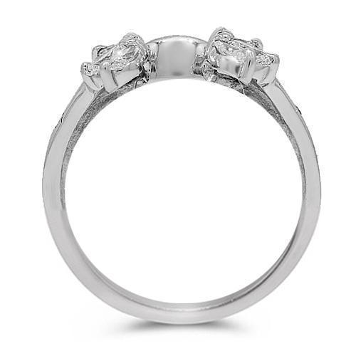 14K White Solid Gold Diamond Bridal Ring Set 1 Ctw