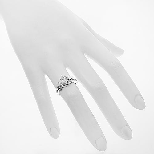 14K White Solid Gold Diamond Bridal Ring Set 1 Ctw
