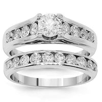 Thumbnail for 14K White Solid Gold Diamond Bridal Ring Set 3.48 Ctw